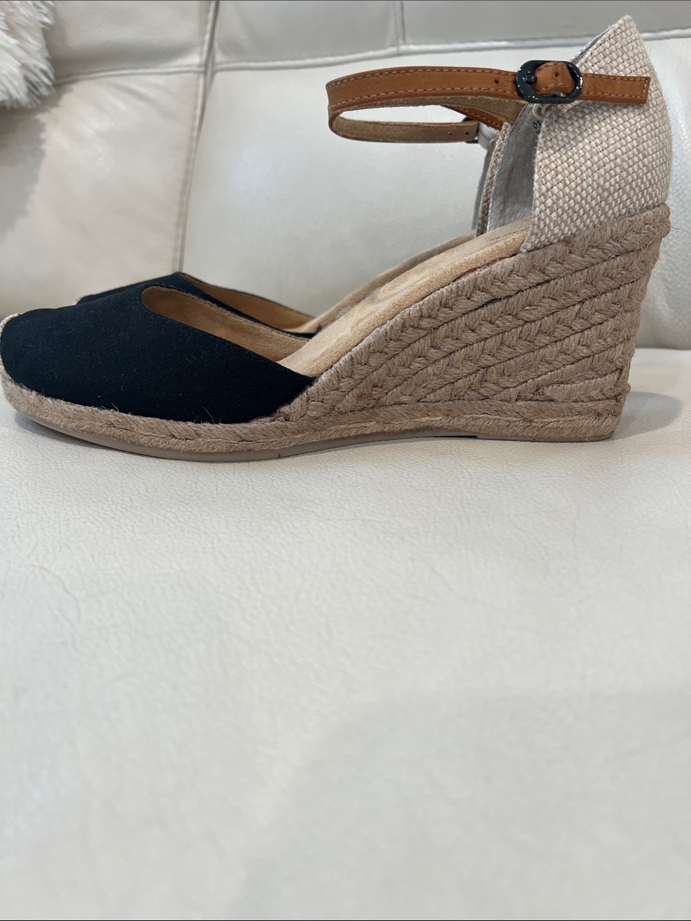 Sonoma Black and Tan Espadrille Wedge Sandals - Picture 5 of 8